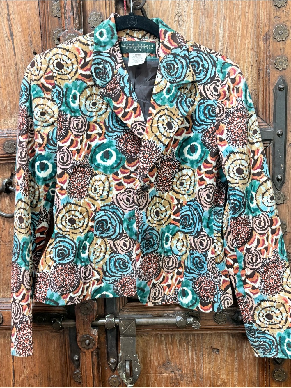 Vintage Harvé Benard Abstract Swirl
Print Blazer Jacket Petite 4P Cotton